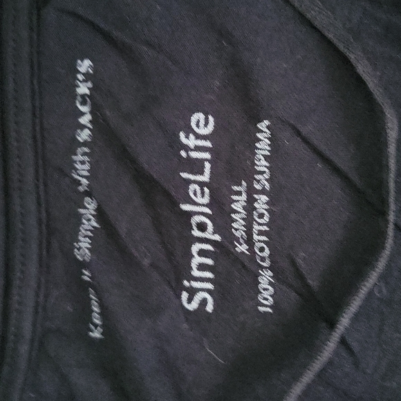 Simple life black long sleeve tee  100%cotton size xsmall - Picture 3 of 3